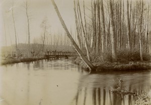 France pres de Maintenon? riviere Eure Campagne Pont ancienne photo amateur 1900
