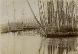 France near Maintenon? Eure river bridge Countryside Old amateur Photo 1900