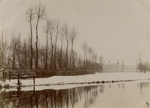 France near Maintenon? Eure river in winter Countryside Old amateur Photo 1900