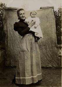France Chartres Region Mother & Child Baby Posing Old amateur Photo 1900