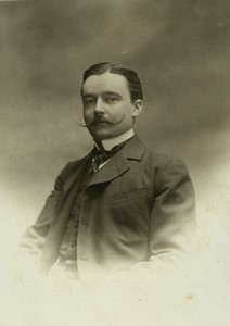 France Paris man Portrait Long Thin Moustache Old Photo Cautin Berger 1900