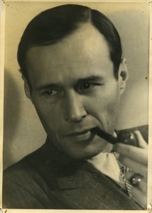 France actor? smoking pipe portrait Old Photo 1930's