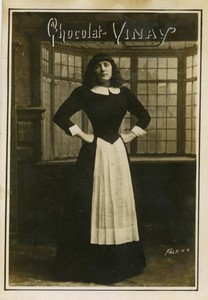 France Chocolat Vinay  Maid Old Chromo Photo Falk 1890's
