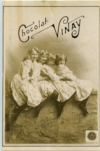 France Chocolat Vinay 4 sisters Old Chromo Photo Falk 1890's