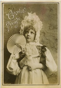 France Chocolat Vinay Elegant Young Girl Fan Old Chromo Photo Falk 1890's
