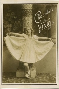 France Chocolat Vinay Young Girl Dancer Old Chromo Photo Falk 1890's