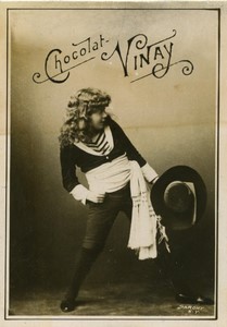 France Chocolat Vinay Child in Bullfighter costume Old Chromo Photo Sarony 1890s