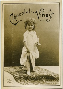 France Chocolat Vinay Bedtime Child with Candle Old Chromo Photo Schaurich 1890s