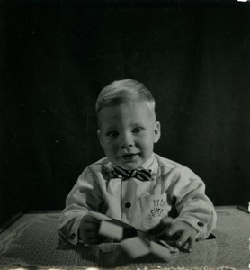 Belgium Baby Toddler posing Bow Tie Old Small Snapshot Photo 1964