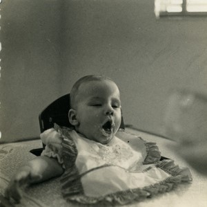 Belgium Hungry Baby Boy Bib Old Small Snapshot Photo 1964