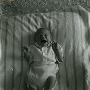 Belgium Baby crying Old Small Snapshot Photo 1964