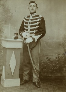 Belgium Mons Man in Military Uniform Sabre Old Cabinet Photo Duvivier 1900