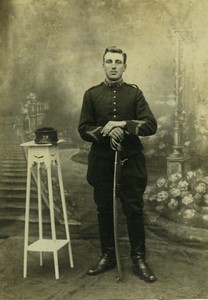 France Man in Military Uniform Sabre Old Cabinet Photo 1900