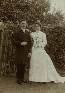 France Maubeuge Wedding Couple Old Cabinet Photo Garcette et Werquin 1900
