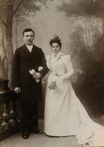 France Lille Wedding Couple Old Cabinet Photo Godart 1900