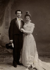 France Lille Wedding Couple Dervau Tiprez Old Cabinet Photo Piccolati 1900