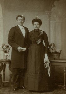 France Tourcoing Couple Posing Old Cabinet Photo Huisman 1900