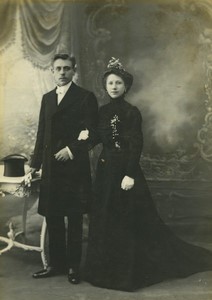 France Tourcoing Couple Posing Old Cabinet Photo Baert 1900 #1