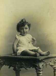 France Cambrai Baby on a table Old Cabinet Photo Caluyer 1900