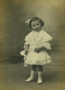 France Tourcoing Toddler Girl Posing Old Cabinet Photo Baert 1900 #1