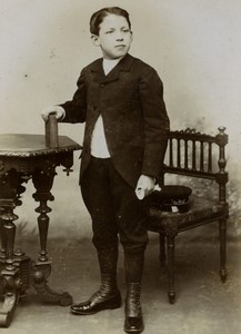 France Tourcoing Young Boy Schoolboy Old Cabinet Photo Bataille 1900