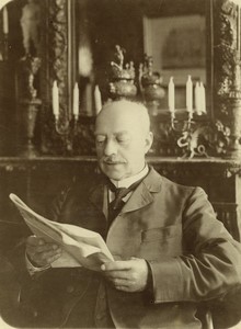 France Man reading newspaper Old Cabinet Photo 1900