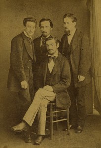 France Roubaix les 4 amis Hommes Posant Ancienne Photo Carte Cabinet Nys 1860