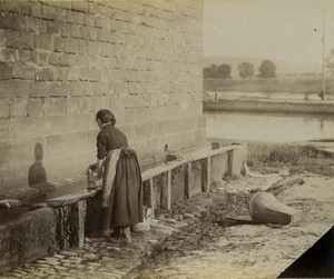 Germany Trier Moselle young washerwoman Old Photo 1890