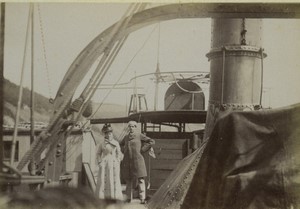 Germany Trier Moselle River Passengers on a boat Old Photo 1890 #1