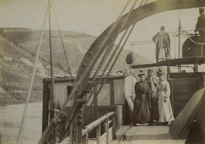 Germany Trier Moselle River Passengers on a boat Old Photo 1890 #2