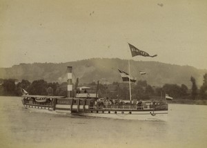 Germany Bonn Steamer Elberfeld on River Rhine Old Photo 1890