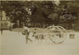 Germany Hamburg Water carrier cart pulled by a dog Old Photo 1890