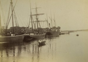 Denmark Korsor Korsør waterways sailing boats steamer Old Photo 1890