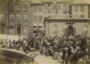 Suede Stockholm vue generale du marché de la place Riddartins Riddarhustorget? Ancienne Photo 1890