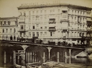 Germany Berlin Bridge on the Spree Münchener Leist Bräu Old Photo 1890