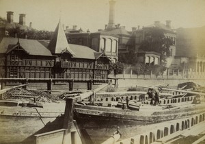 Germany Berlin Spree river merchant boats Old Photo 1890