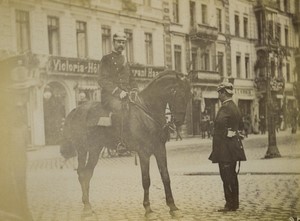 Germany Berlin Policemen Horse at Friedrichstraße junction Old Photo 1890