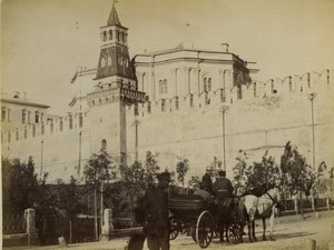 Russia Moscow Kremlin Walls Tower Horse carriage Old Photo 1890