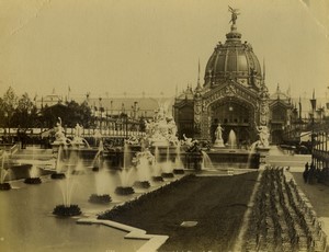 Paris World Fair Champ de Mars Monumentale Fontaine Coutan Photo Neurdein 1889