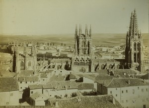Spain Burgos cathedral panorama from Castle Old Photo 1880