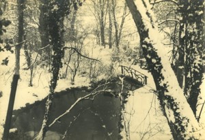 Belgium? Stream Bridge Forest Winter scene snow Pictorialism Art Photo ALF 1944