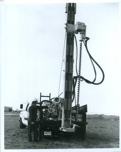 USA Iowa Flatbed Truck Drill Rig Simco Old Photo 1960's #1