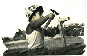 Israel Amiram the little Israelian boy Old cut and mounted photo Maziere 1969 #3