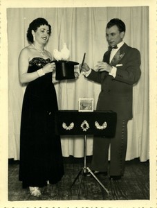 France Nancy Circus magician illusionist Monchablon & assistant Old photo 1960