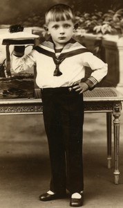 France Little Boy in sailor costume Old Photo 1930