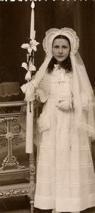 France catholic religion Girl First communion Old Photo 1930