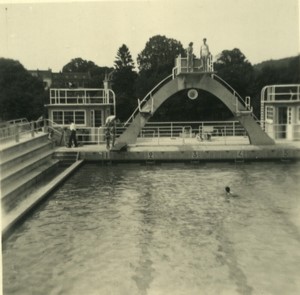 France Swimming Pool diving board Old amateur Photo 1950