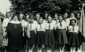 France groupe de filles scout jeannette ancienne Photo amateur 1950