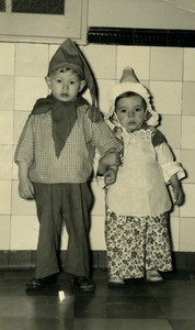 France Small children dressed up Little Elves Old Photo 1950