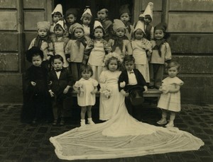 France Children Group wedding of little elves Old Photo 1935